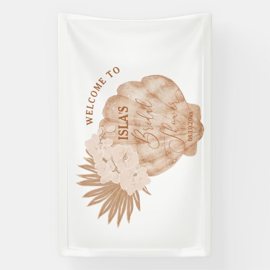 Boho Zeeschelp Bruidsmeisjes Bruiloftfeest Spandoek (Verticaal)