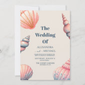 Boho zeeschelpen strand unieke bruiloft kaart (Voorkant)