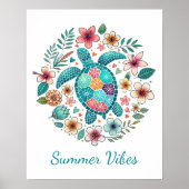 Boho Zeeschildpad Kunstprint - Oceaan Muurkunst Poster (Voorkant)