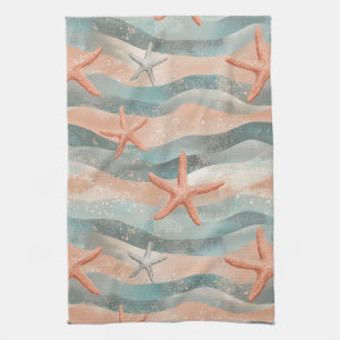 Boho Zeester Terracotta Teal Organisch Strand Theedoek