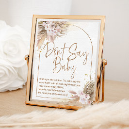 Boho zeg niet Baby Game Pampas Grass Baby shower Poster