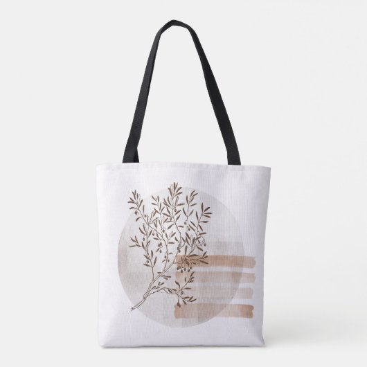 Boho zen bladeren op cirkel botanisch tote bag (Achterkant)