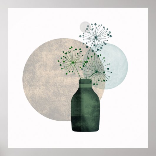 Boho Zen Bloemige Paardenbloemen In Een Fles Poster (Voorkant)