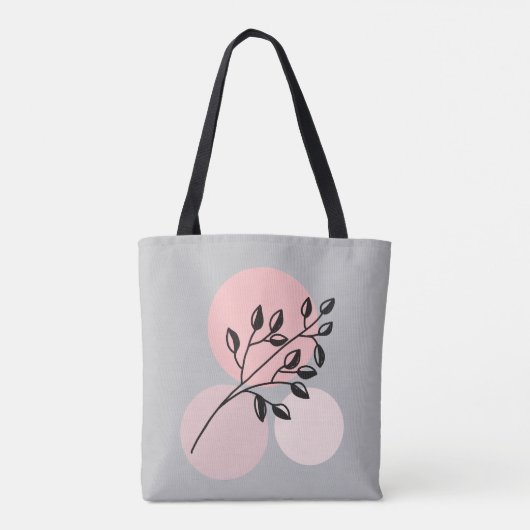 Boho zen botanische op roze & Lila cirkels Tote Bag (Achterkant)