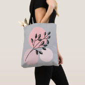 Boho zen botanische op roze & Lila cirkels Tote Bag (Dichtbij)