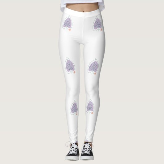 Boho Zen Little Lila Leaf Leggings (Voorkant)