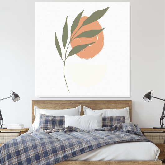 Boho Zen minimalistisch botanisch Canvas Afdruk (Insitu (Slaapkamer))