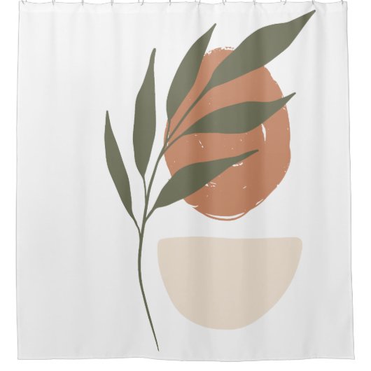 Boho Zen minimalistisch botanisch Douchegordijn (Voorkant)
