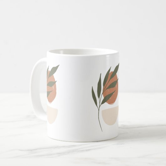 Boho Zen minimalistisch botanisch Koffiemok (Voorkant links)