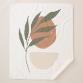 Boho Zen minimalistisch botanisch Sherpa Deken (Voorkant)