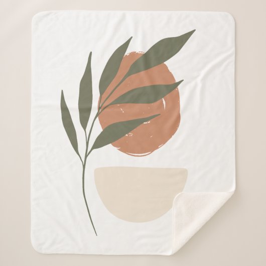 Boho Zen minimalistisch botanisch Sherpa Deken (Voorkant)