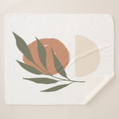 Boho Zen minimalistisch botanisch Sherpa Deken (Voorkant (horizontaal))