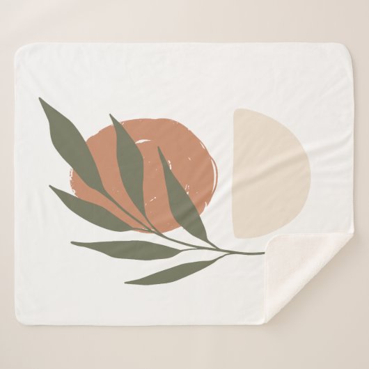 Boho Zen minimalistisch botanisch Sherpa Deken (Voorkant (horizontaal))