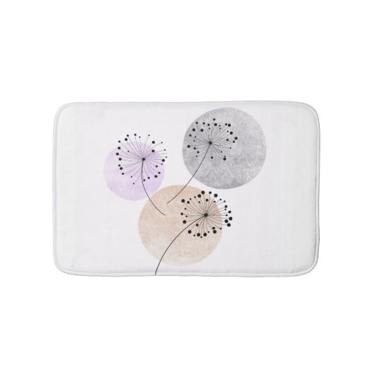 Boho zen paardenbloem bloemen op blauwe roze cirke badmat (Voorkant)