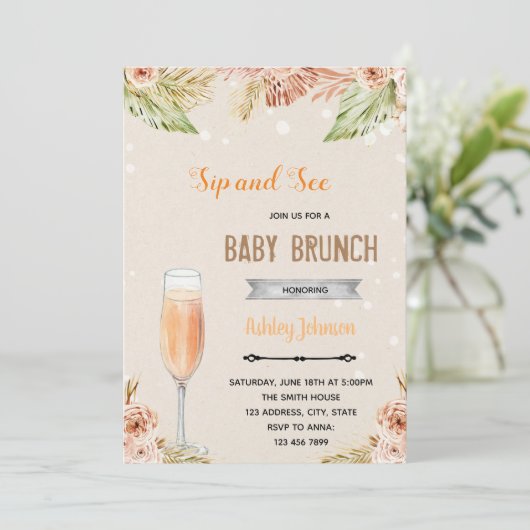 Boho ziet de uitnodiging van de partij "sip" en "b (Staand voorkant)