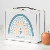 Boho Zig Zag en Hartjes Regenboog Metalen Lunchbox (In situ)