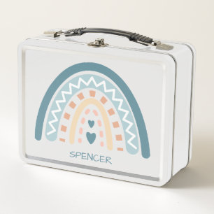 Boho Zig Zag en Hartjes Regenboog Metalen Lunchbox