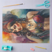 Boho Zigeunerin Portret Decoupage Papier | Kleur (Craft)