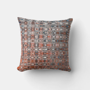 Boho Zigzag Millefiori Oranje Navy Blauw Abstract Kussen