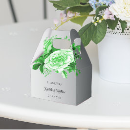 Boho zilver en groen Rozen bruiloft Bedankdoosjes