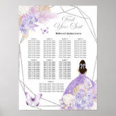 Boho Zilver Paars Bloemstuk 15 Años Zitplaats Graf Poster (Voorkant)