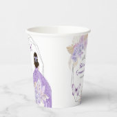 Boho zilver paarse bloemen vlinder quinceañera papieren bekers (Links)