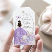 Boho zilver Paarse bloemvlinder quinceañera Cadeaulabel