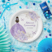 Boho zilver Paarse bloemvlinder quinceañera Papieren Bordje (Feest)