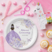 Boho zilver Paarse bloemvlinder quinceañera Papieren Bordje (Feest)