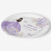 Boho zilver Paarse bloemvlinder quinceañera Papieren Bordje (Gekanteld)