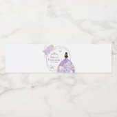 Boho zilver Paarse bloemvlinder quinceañera Waterfles Etiket (Enkel label)