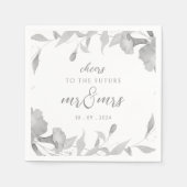 Boho zilveren decor bloemenbruiloft servetten (Voorkant)