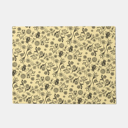 Boho-zomer bloemen honingbij patroon geel knuffeli deurmat (Voorkant)