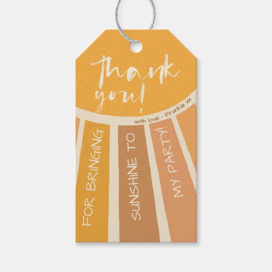 Boho zomer eerste reis rond de zon Foto Verjaardag Cadeaulabel (Voorkant)