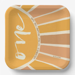 Boho zomer eerste reis rond zon verjaardag papieren bordje