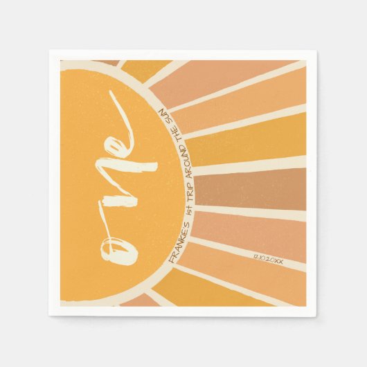 Boho zomer eerste reis rond zon verjaardag servet (Voorkant)