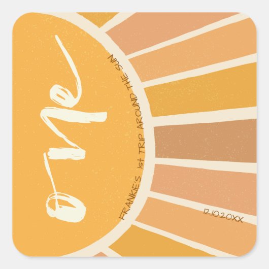 Boho zomer eerste reis rond zon verjaardag vierkante sticker (Voorkant)
