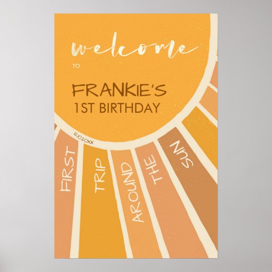 Boho zomer eerste reis rond zon welkomstbord poster (Voorkant)