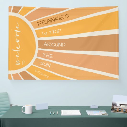 Boho zomer eerste reis rond zon welkomstbord spandoek (Beurs)