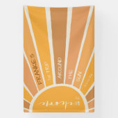 Boho zomer eerste reis rond zon welkomstbord spandoek (Verticaal)
