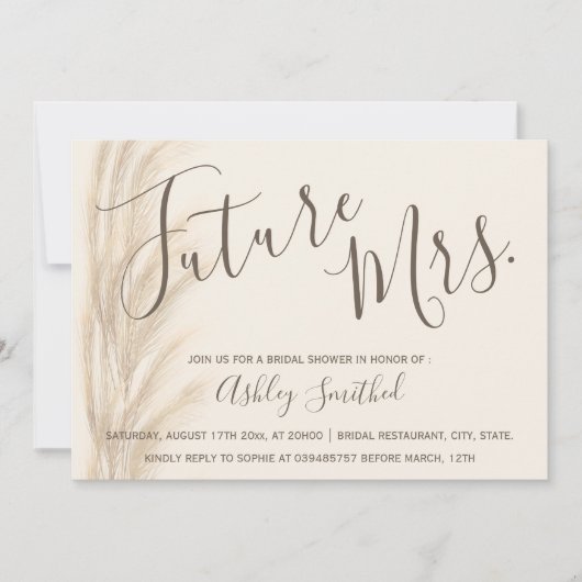 Boho zomer pampas gras Mrs bruidsfeest Kaart (Voorkant)