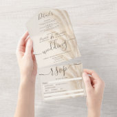 Boho zomer pampas gras waterverf bruiloft all in one uitnodiging (Afscheurbaar)