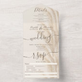 Boho zomer pampas gras waterverf bruiloft all in one uitnodiging (Binnen)