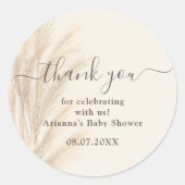 Boho zomer pampas gras waterverf Dank je baby Ronde Sticker (Voorkant)