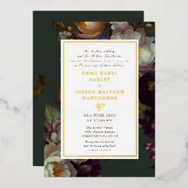 Boho Zomer Roos aestethische bruiloft Folie Uitnodiging