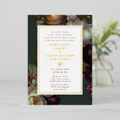 Boho Zomer Roos aestethische bruiloft Folie Uitnodiging (Staand Voorkant)