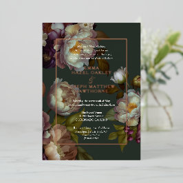 Boho Zomer Roos aestethische bruiloft Folie Uitnodiging