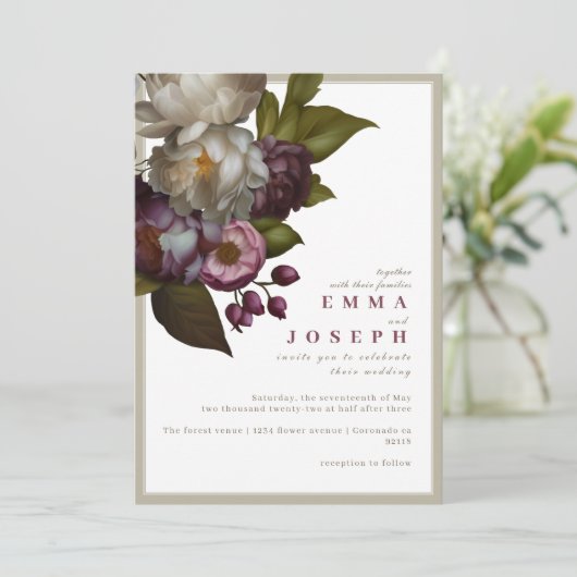 Boho Zomer Roos  aestethische bruiloft Kaart (Staand voorkant)