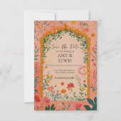 Boho zomer roze bloemige save the date uitnodiging (Voorkant)