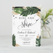 Boho zomer tropische bladeren gouden opkomst en gl kaart (Staand voorkant)